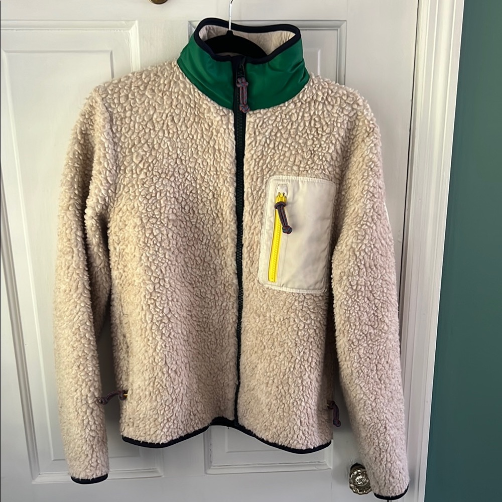 Tory Sport Sherpa Fleece Jacket - Cream and Green